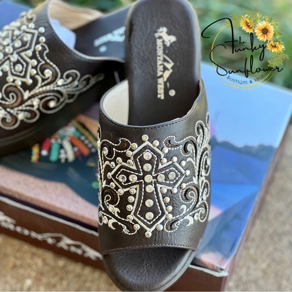 Montana West Cross Wedge Sandal - Picture 2 of 4